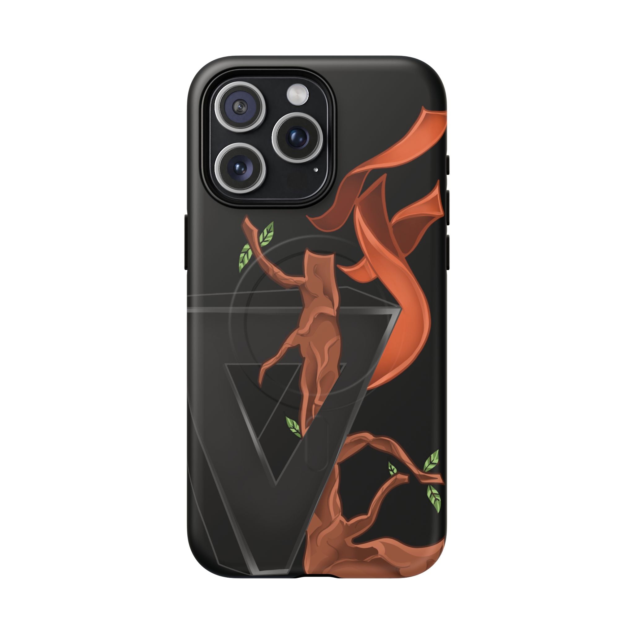 Phone Case — Geometric V with Flaming Tree Design Magnetic Tough Case