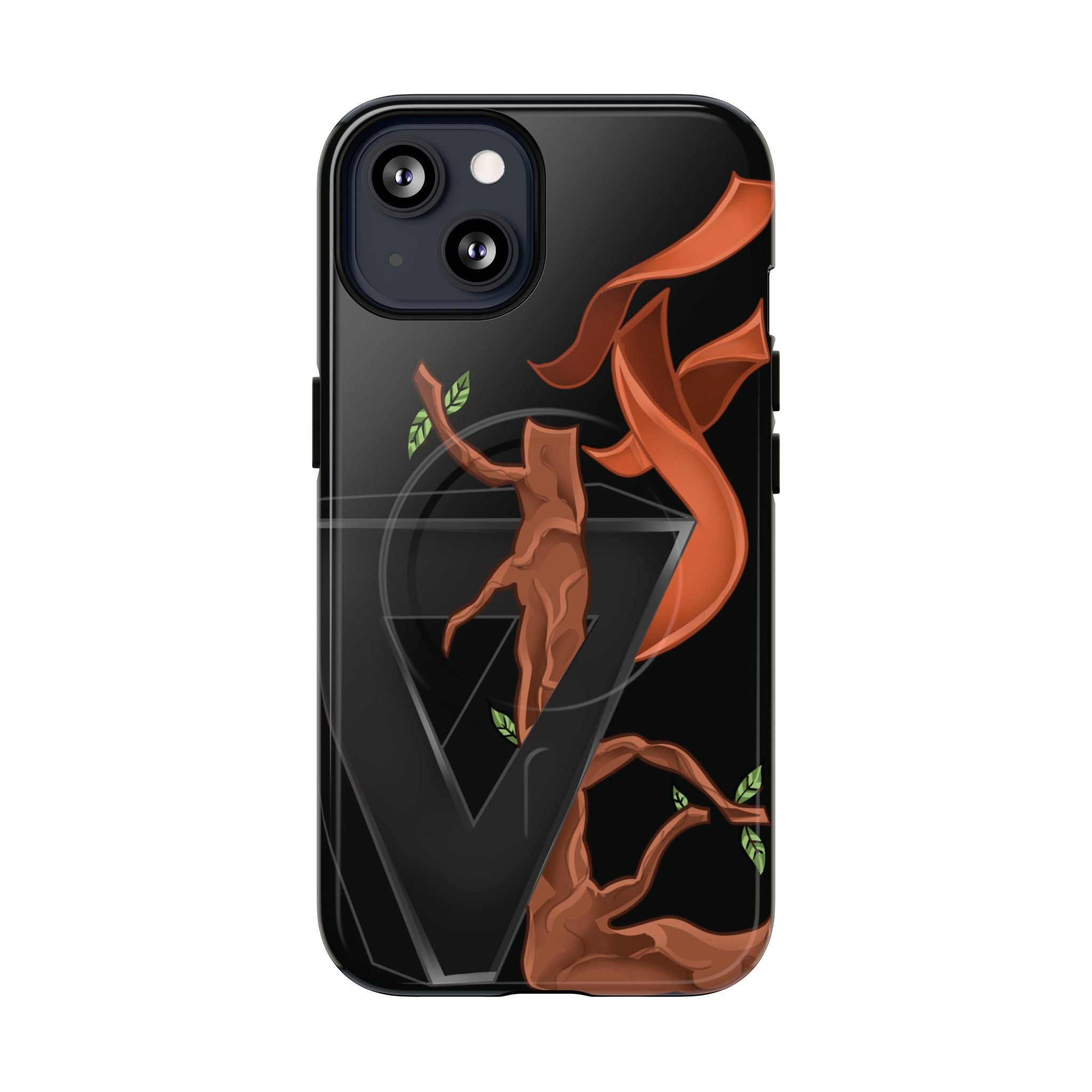 Phone Case — Geometric V with Flaming Tree Design Magnetic Tough Case