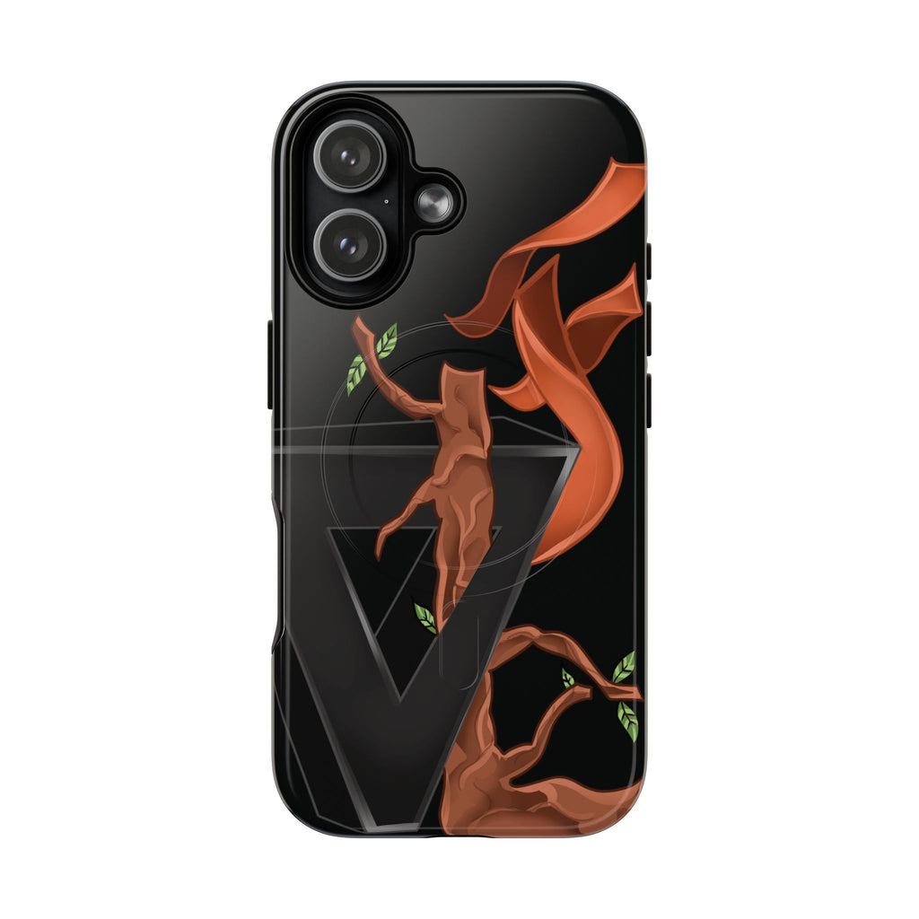Phone Case — Geometric V with Flaming Tree Design Magnetic Tough Case