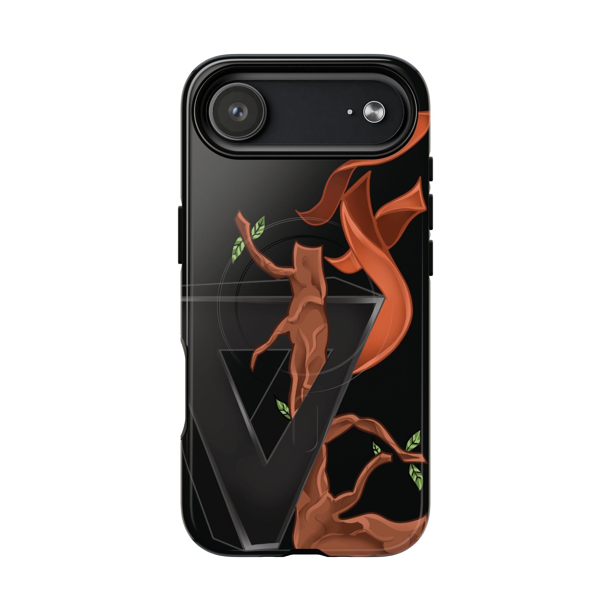 Phone Case — Geometric V with Flaming Tree Design Magnetic Tough Case