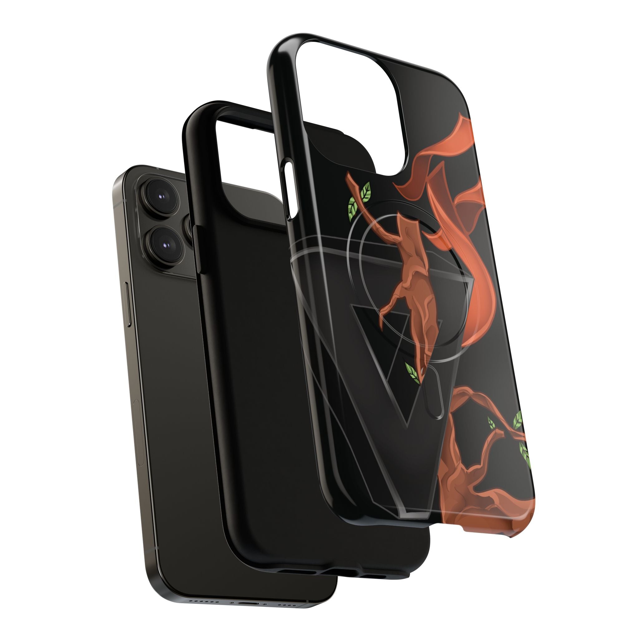 Phone Case — Geometric V with Flaming Tree Design Magnetic Tough Case