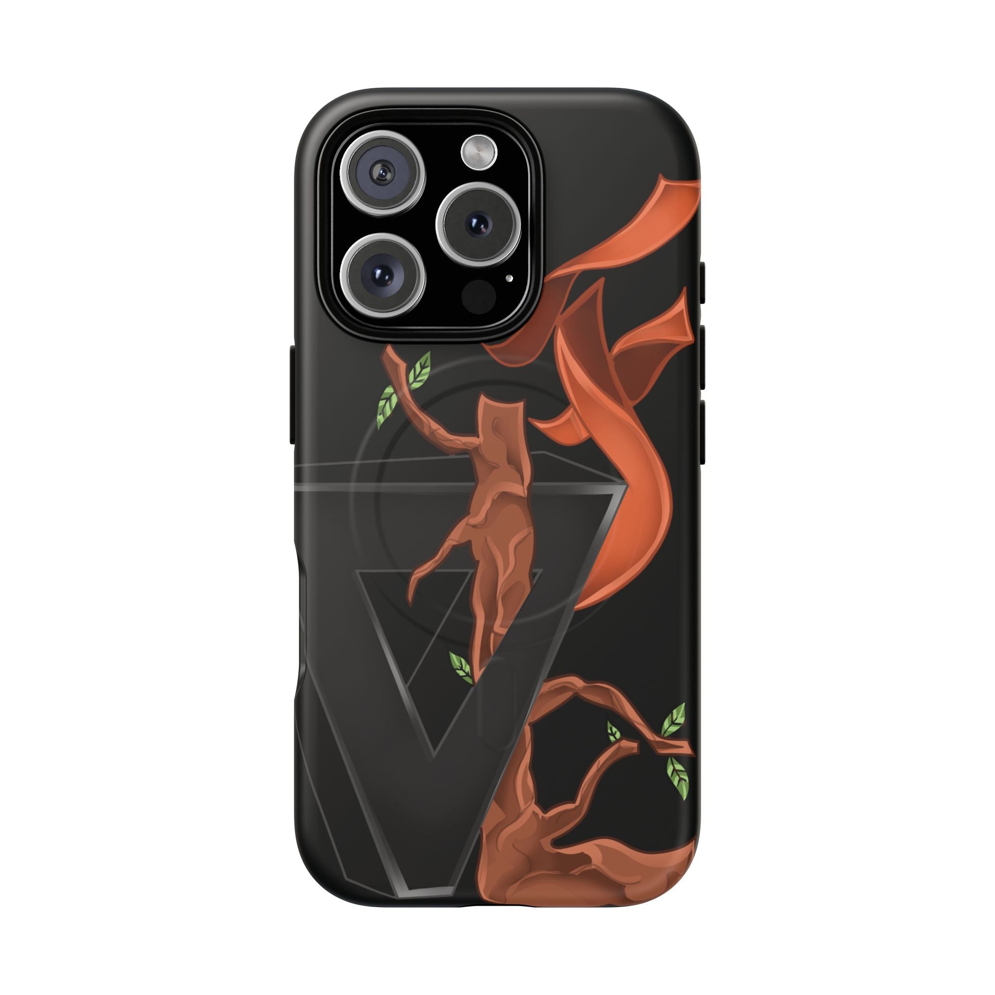 Phone Case — Geometric V with Flaming Tree Design Magnetic Tough Case