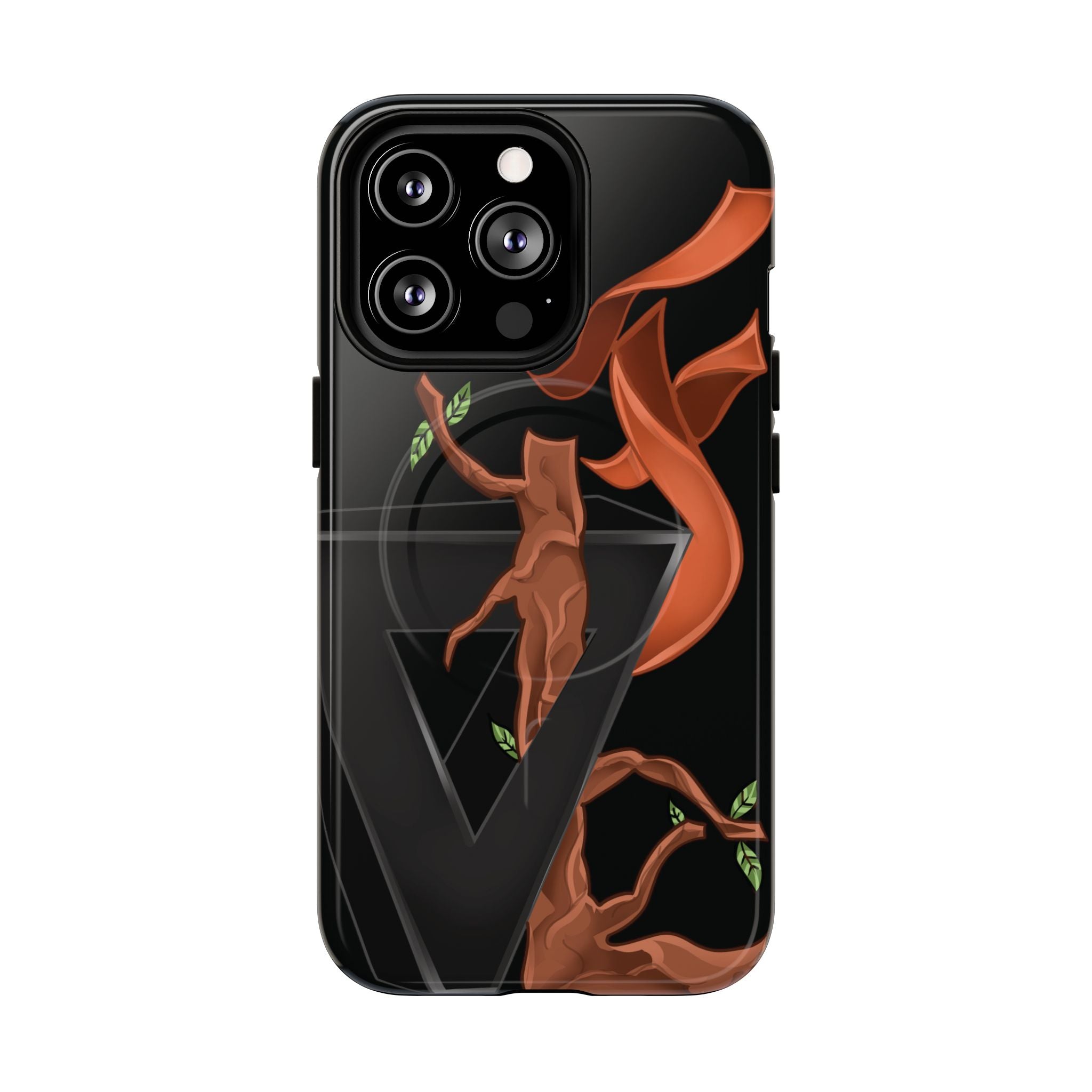 Phone Case — Geometric V with Flaming Tree Design Magnetic Tough Case