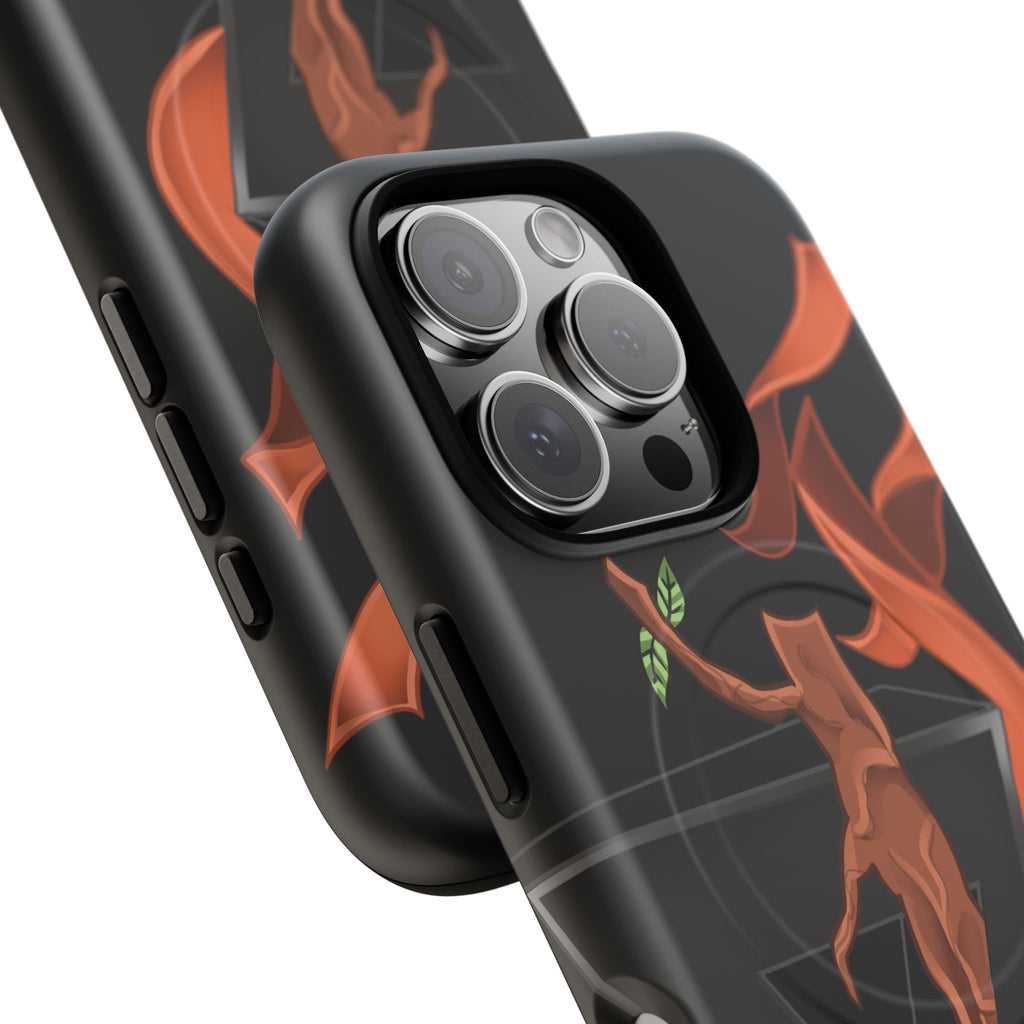 Phone Case — Geometric V with Flaming Tree Design Magnetic Tough Case