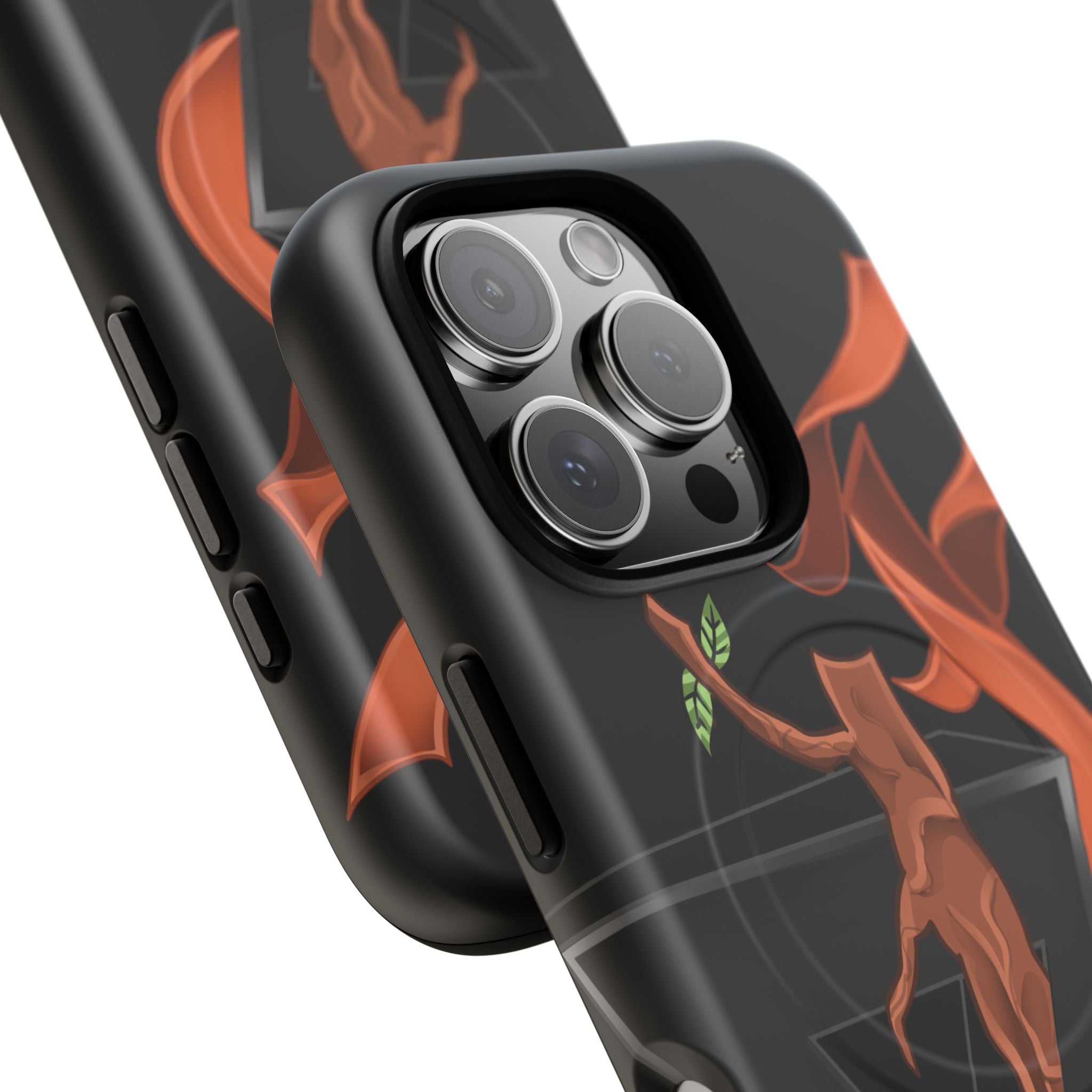 Phone Case — Geometric V with Flaming Tree Design Magnetic Tough Case