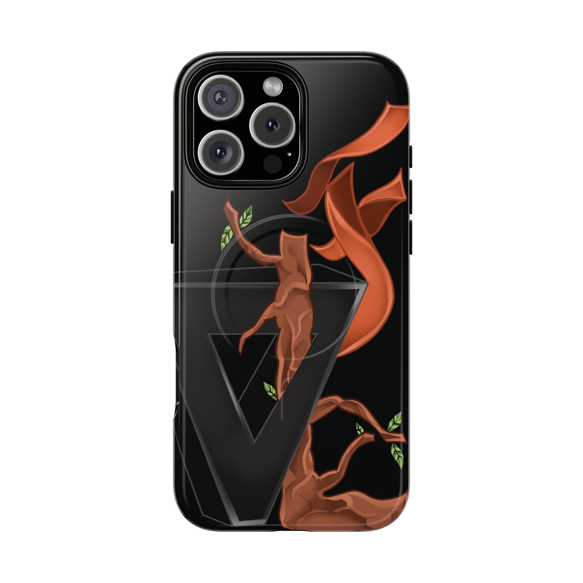 Phone Case — Geometric V with Flaming Tree Design Magnetic Tough Case