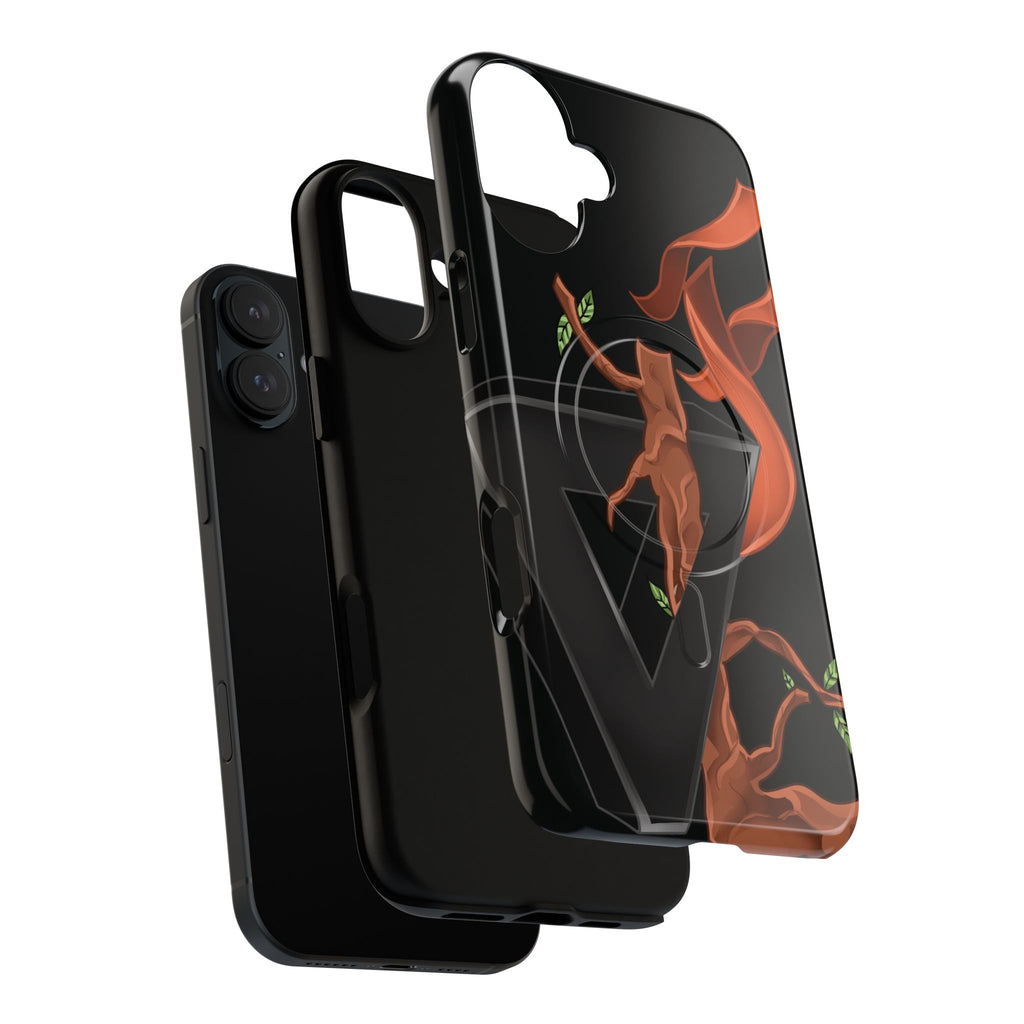 Phone Case — Geometric V with Flaming Tree Design Magnetic Tough Case