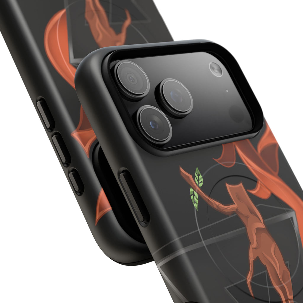 Phone Case — Geometric V with Flaming Tree Design Magnetic Tough Case