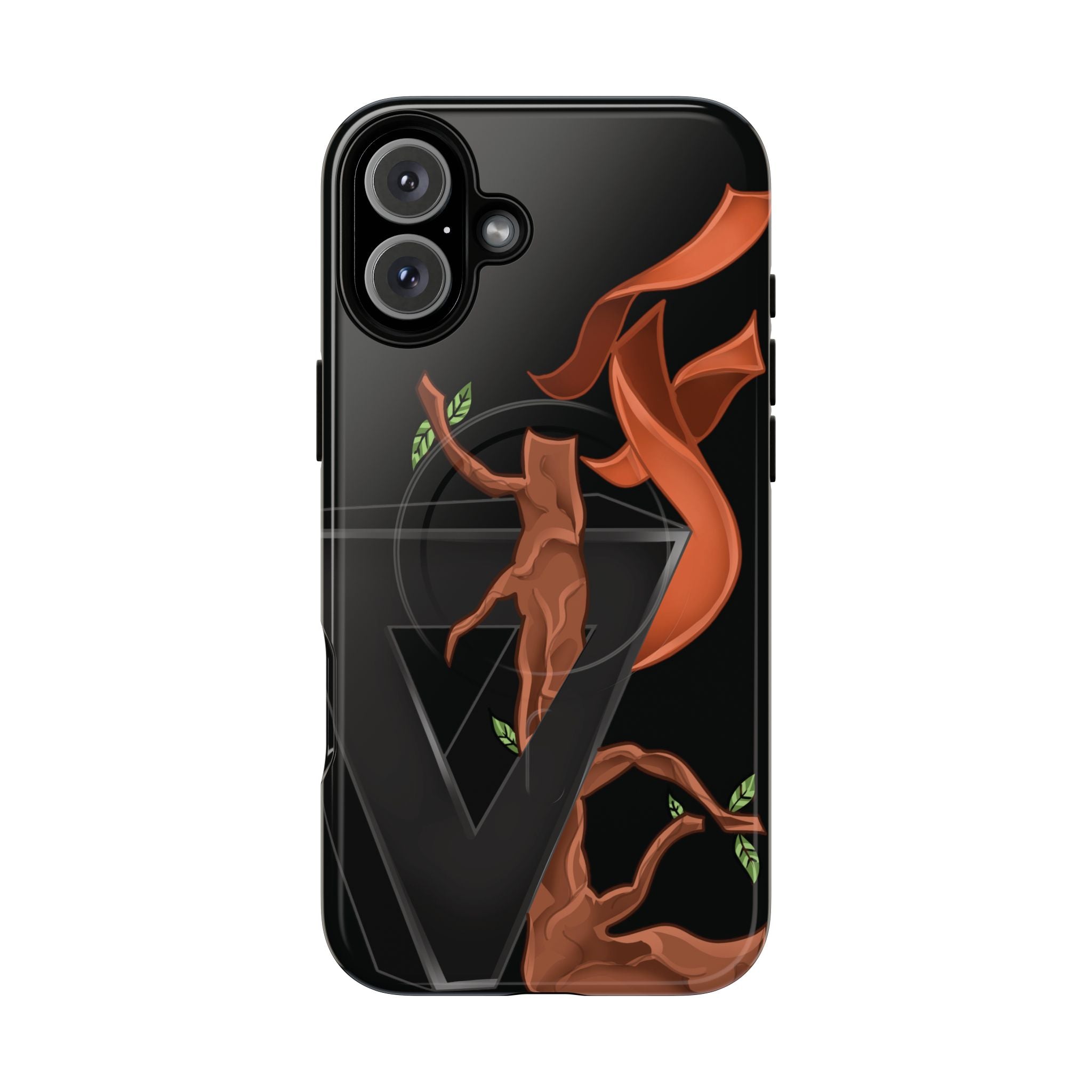 Phone Case — Geometric V with Flaming Tree Design Magnetic Tough Case