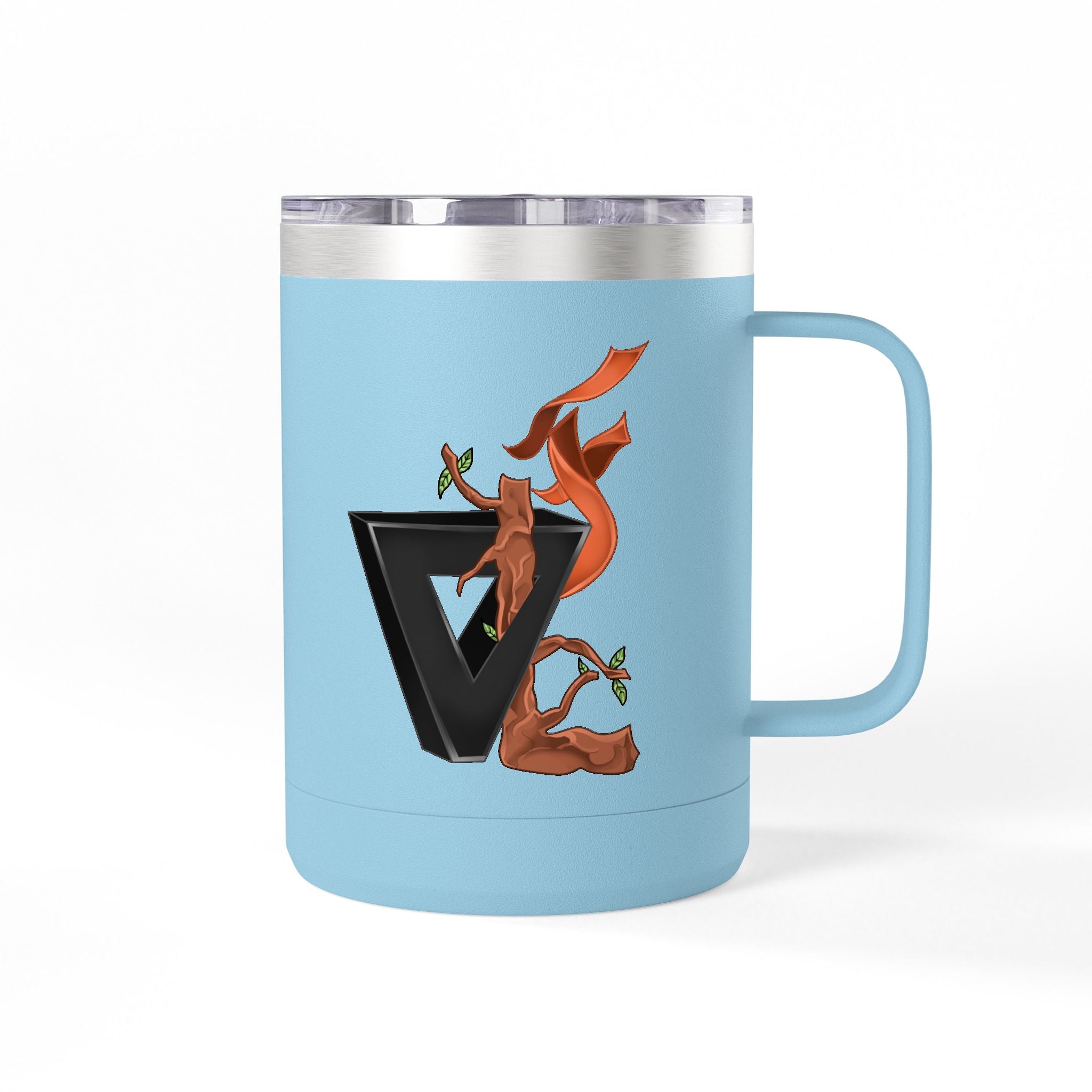 15oz Coffee Tumbler Mug with Rooster Illustration — Insulated Travel Cup