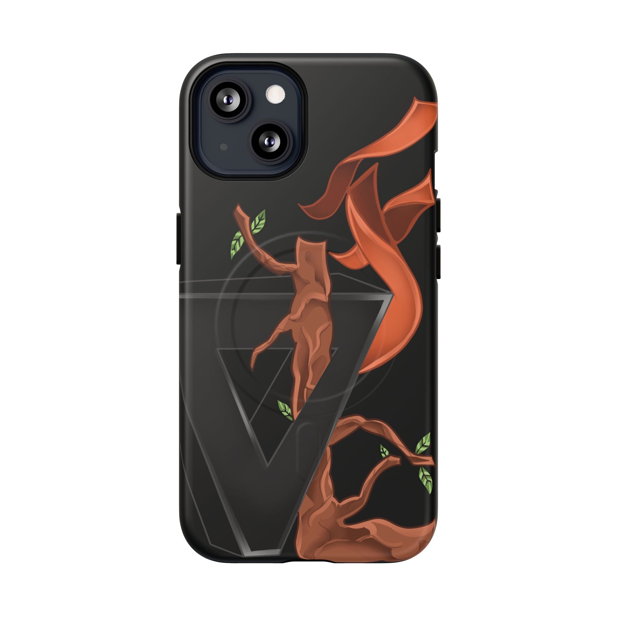 Phone Case — Geometric V with Flaming Tree Design Magnetic Tough Case