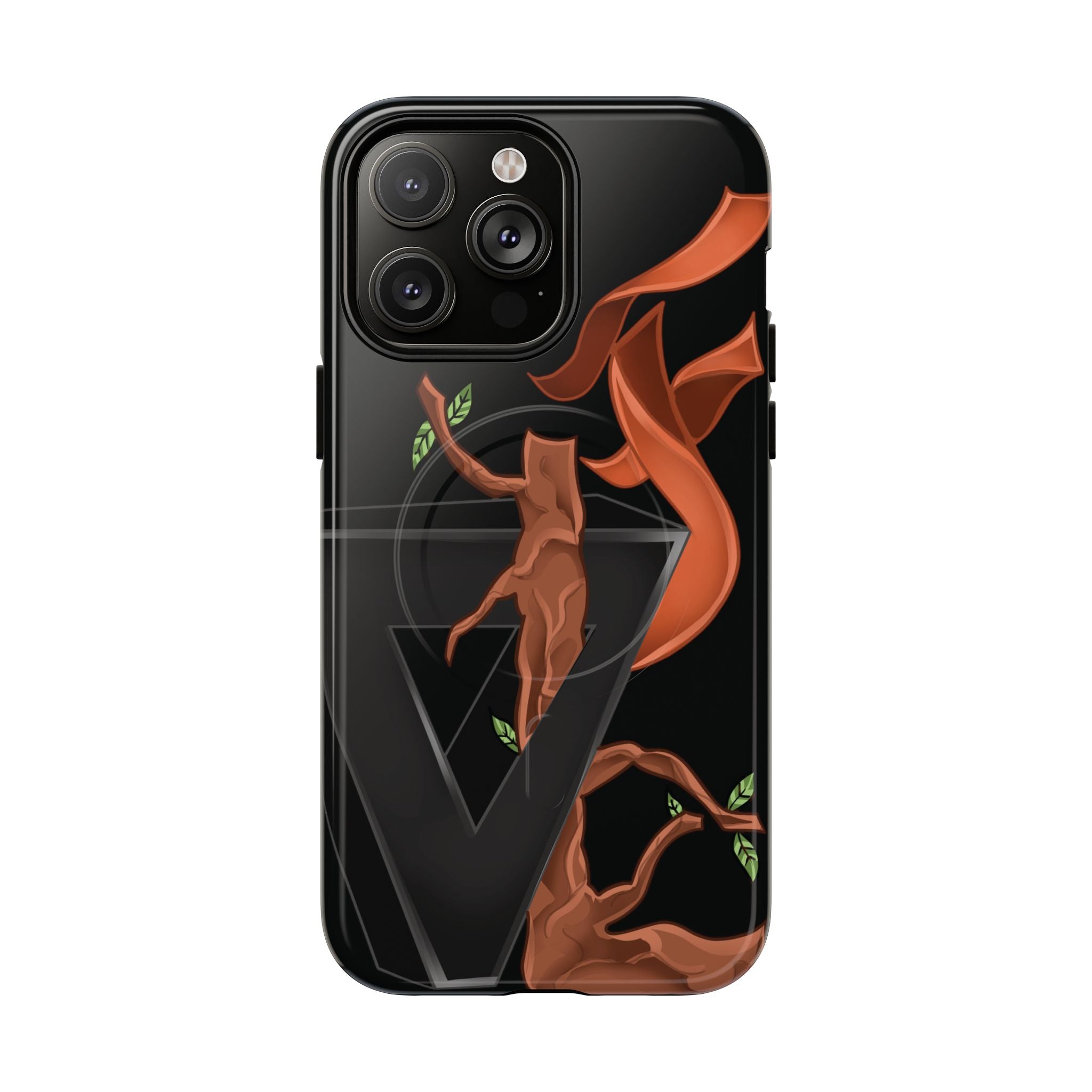 Phone Case — Geometric V with Flaming Tree Design Magnetic Tough Case