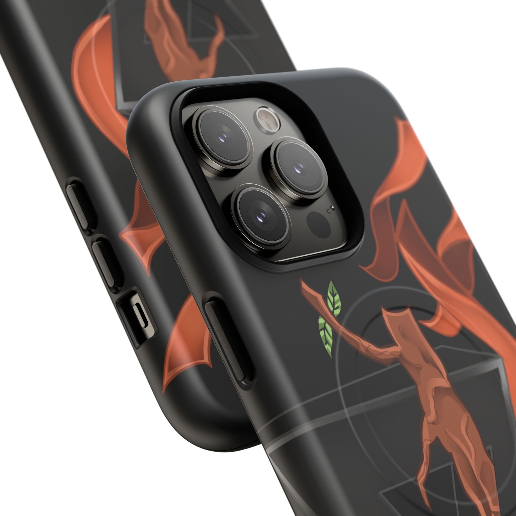 Phone Case — Geometric V with Flaming Tree Design Magnetic Tough Case