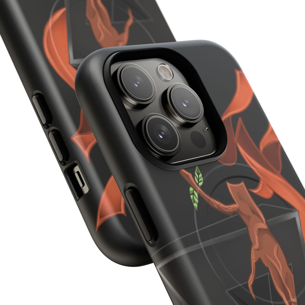 Phone Case — Geometric V with Flaming Tree Design Magnetic Tough Case