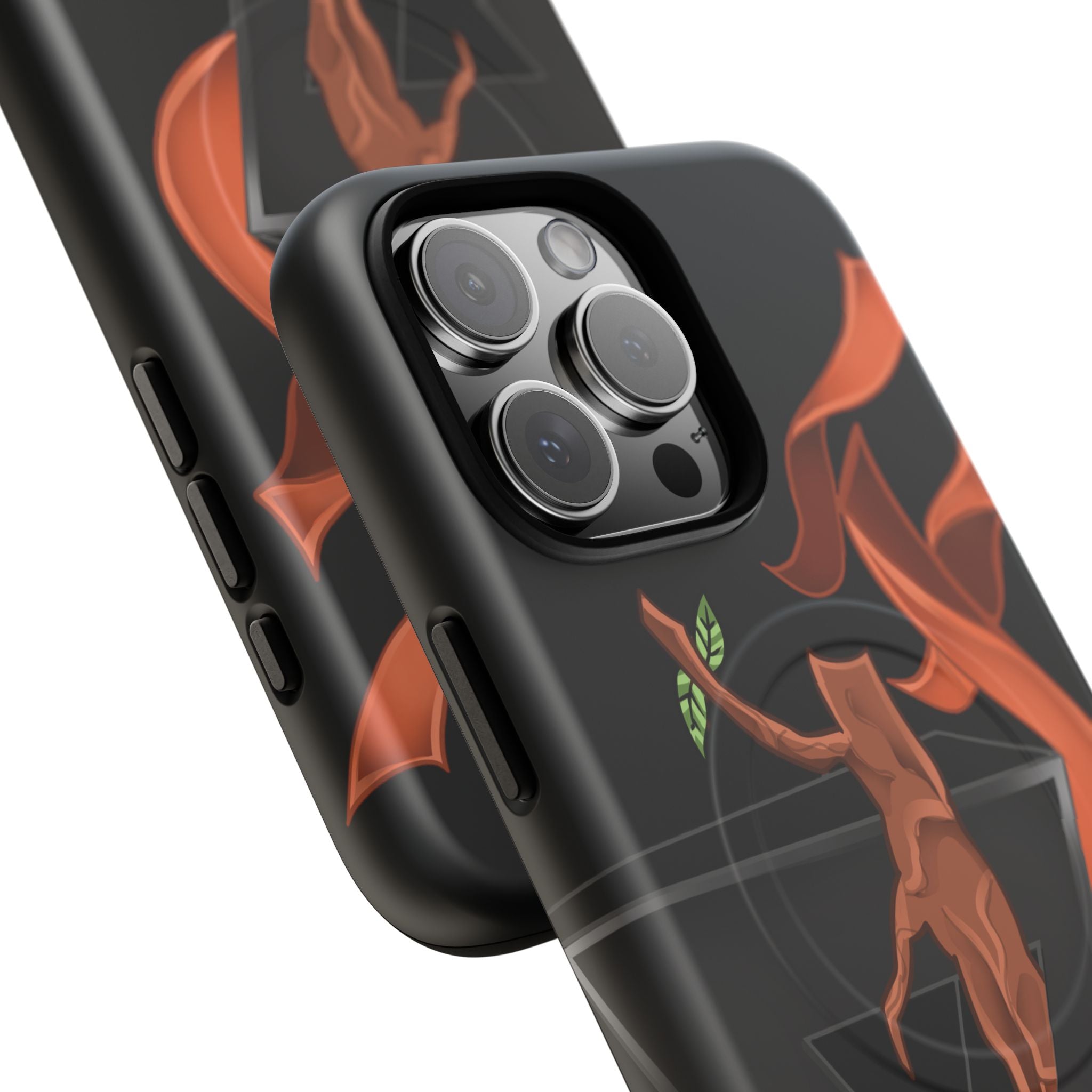 Phone Case — Geometric V with Flaming Tree Design Magnetic Tough Case