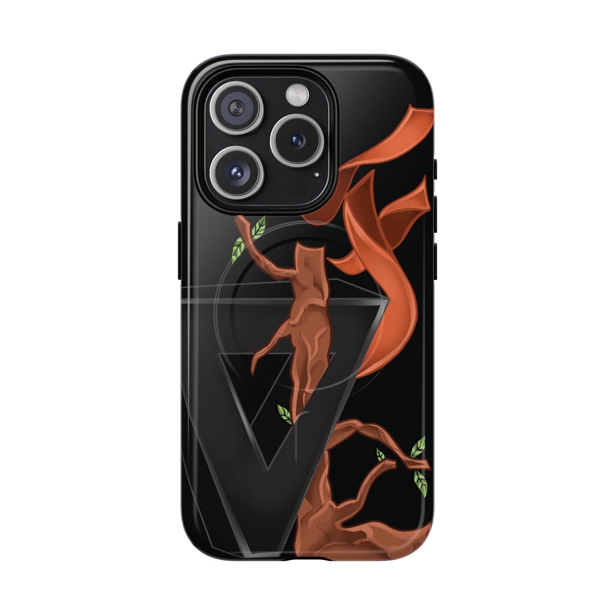 Phone Case — Geometric V with Flaming Tree Design Magnetic Tough Case