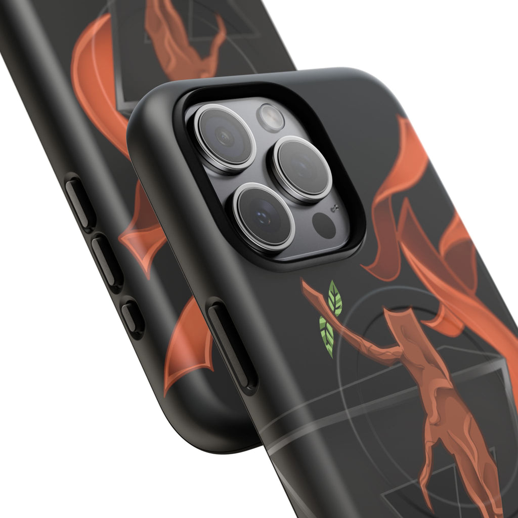 Phone Case — Geometric V with Flaming Tree Design Magnetic Tough Case