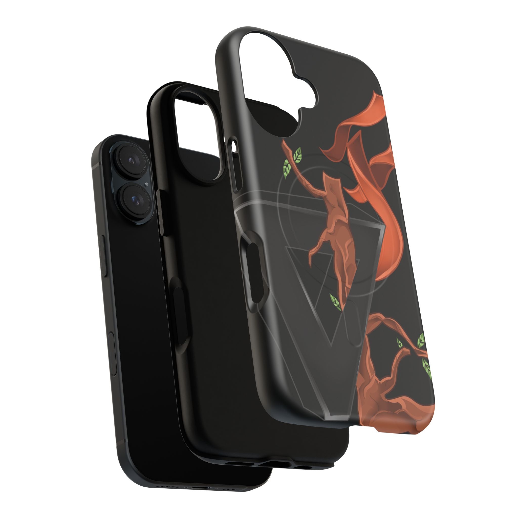 Phone Case — Geometric V with Flaming Tree Design Magnetic Tough Case