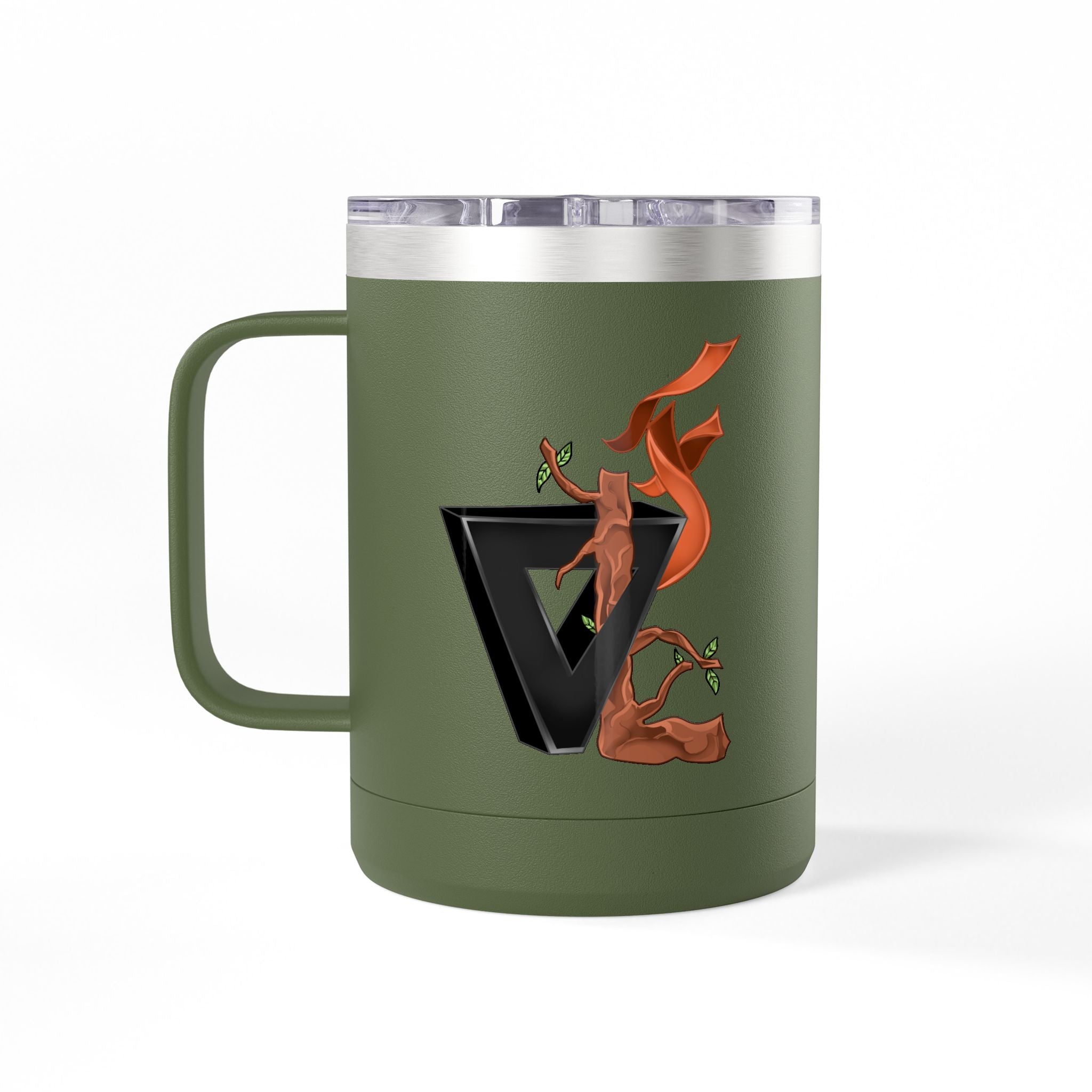 15oz Coffee Tumbler Mug with Rooster Illustration — Insulated Travel Cup