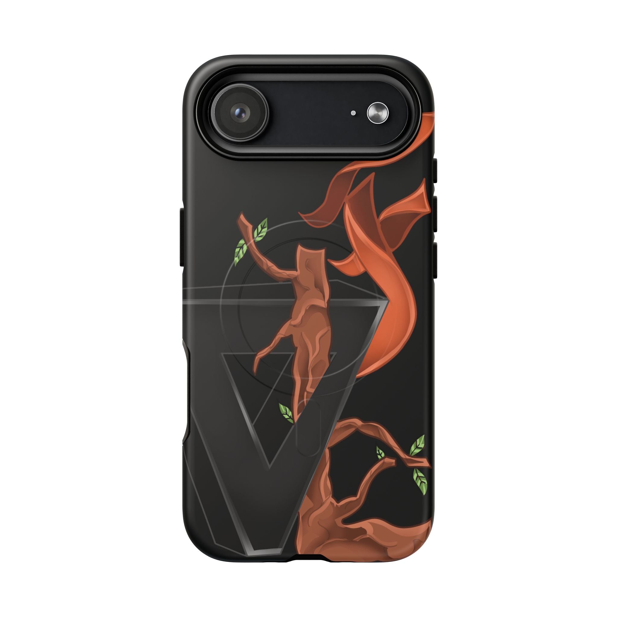 Phone Case — Geometric V with Flaming Tree Design Magnetic Tough Case