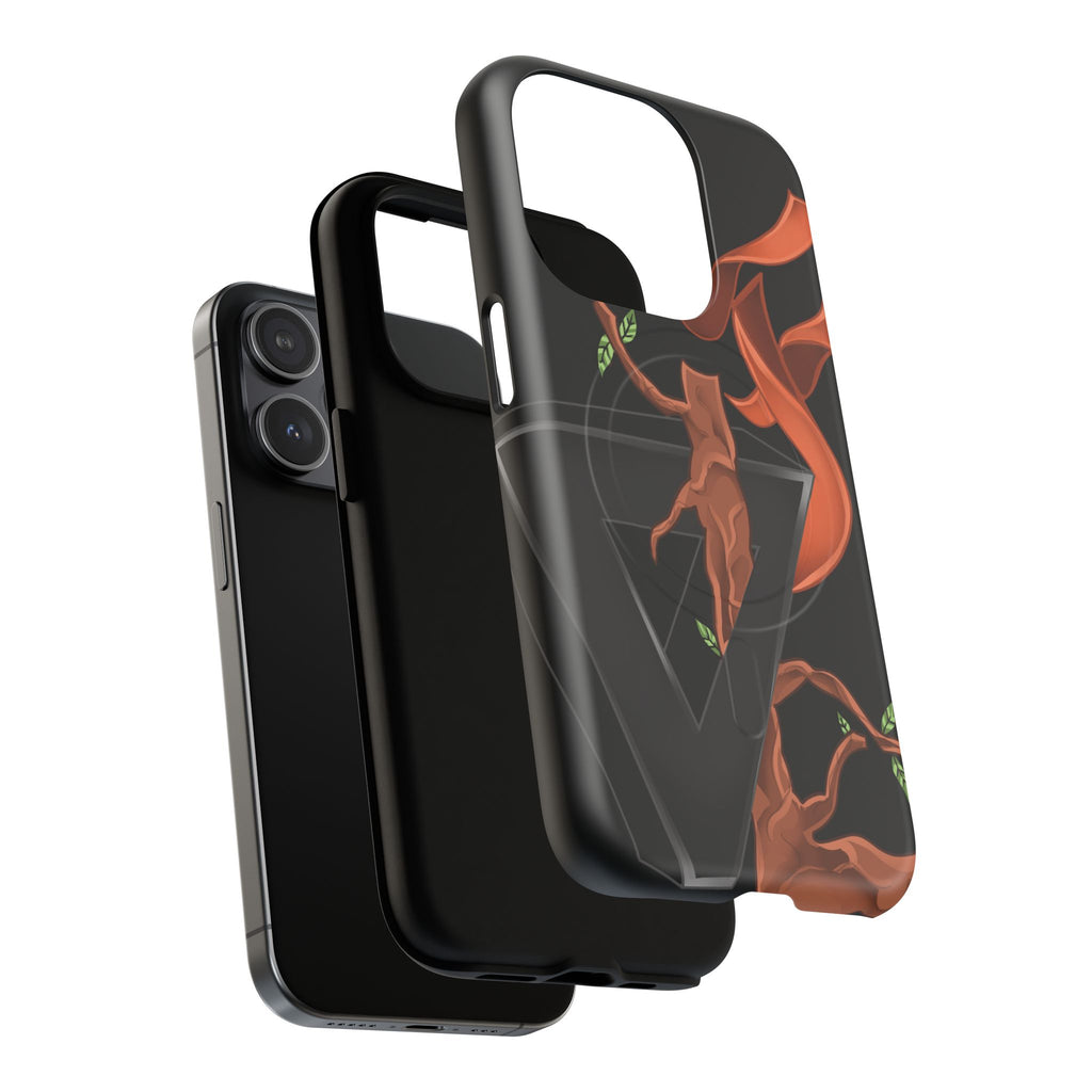 Phone Case — Geometric V with Flaming Tree Design Magnetic Tough Case