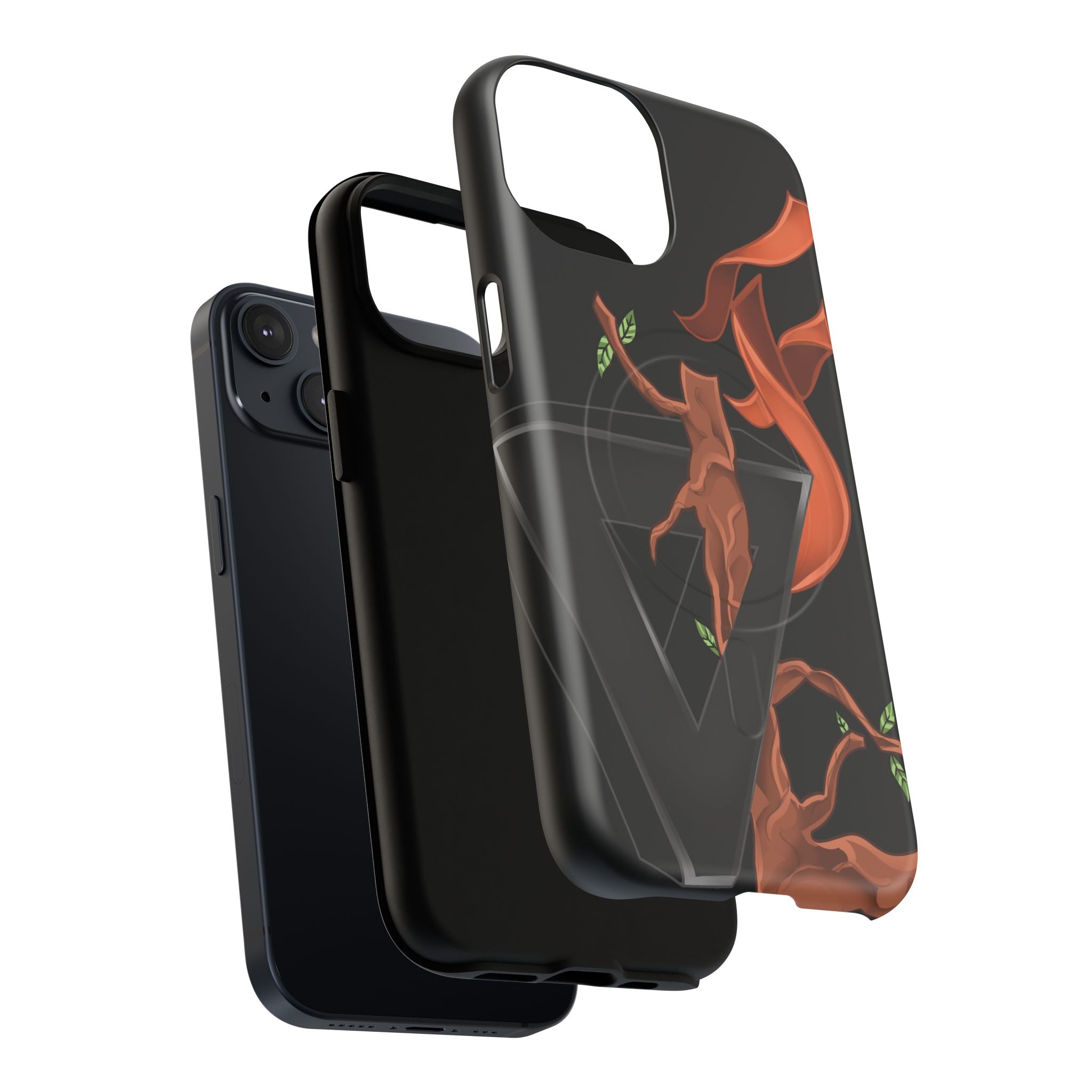 Phone Case — Geometric V with Flaming Tree Design Magnetic Tough Case