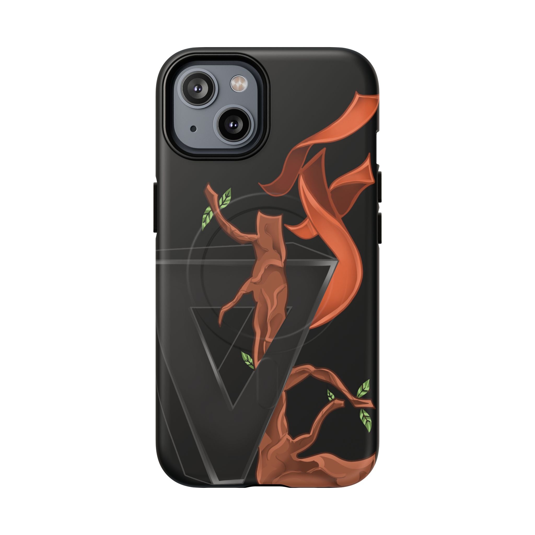Phone Case — Geometric V with Flaming Tree Design Magnetic Tough Case